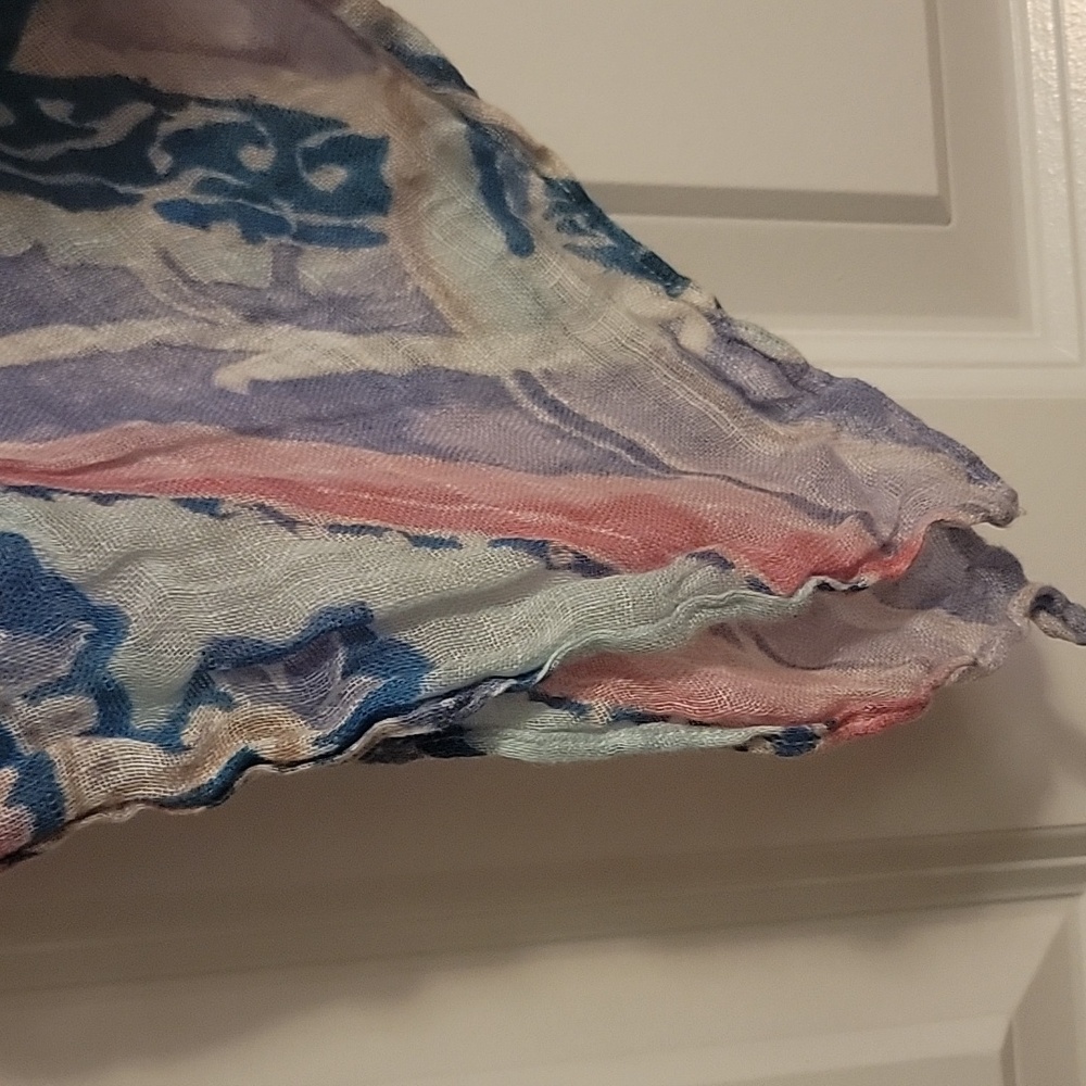 Chico's Linen Poncho Cover up Size XL Purple Pink Blue - Picture 5 of 6